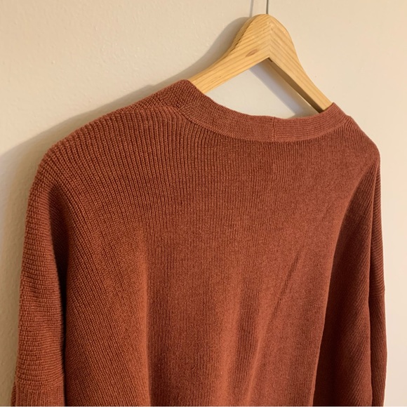 NEW Eileen Fisher Organic Cotton Linen V-Neck Cardigan in Red Plum, Size L - Picture 9 of 11